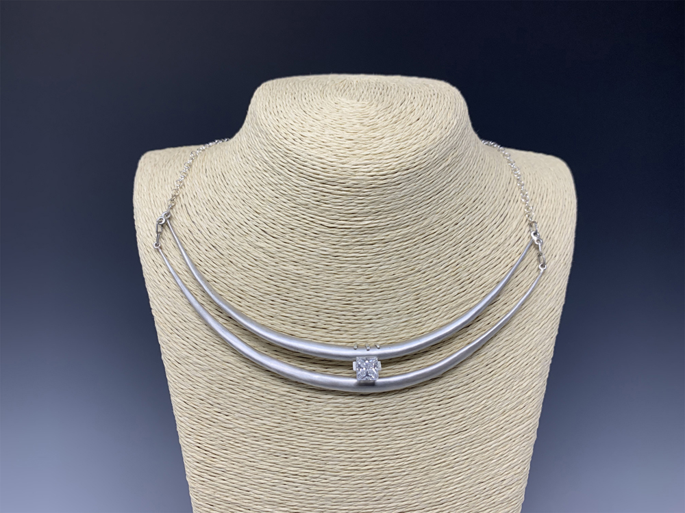 Dual Spiculum in Sterling with Slide-on Jewel